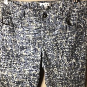 Cabi Modern Camo Jeggings Pants Womens 10 Gray Blue Stretch Skinny Ankle #604